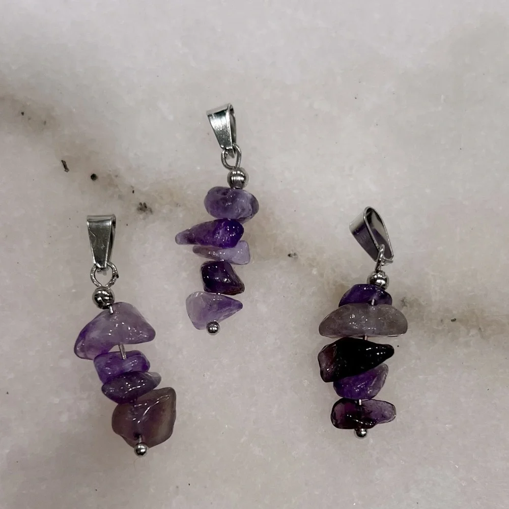 Stack Stone Gemstone Crystal Chip Pendant